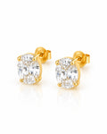 Oval CZ Four-Prong Solitaire Stud Earrings