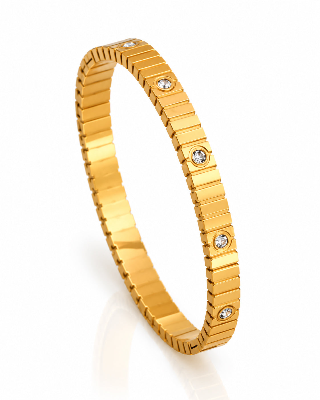 CZ Station Side Lock Cuff Bracelet