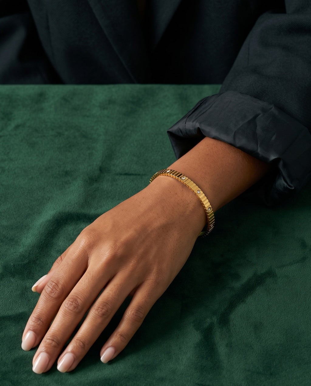 CZ Station Side Lock Cuff Bracelet