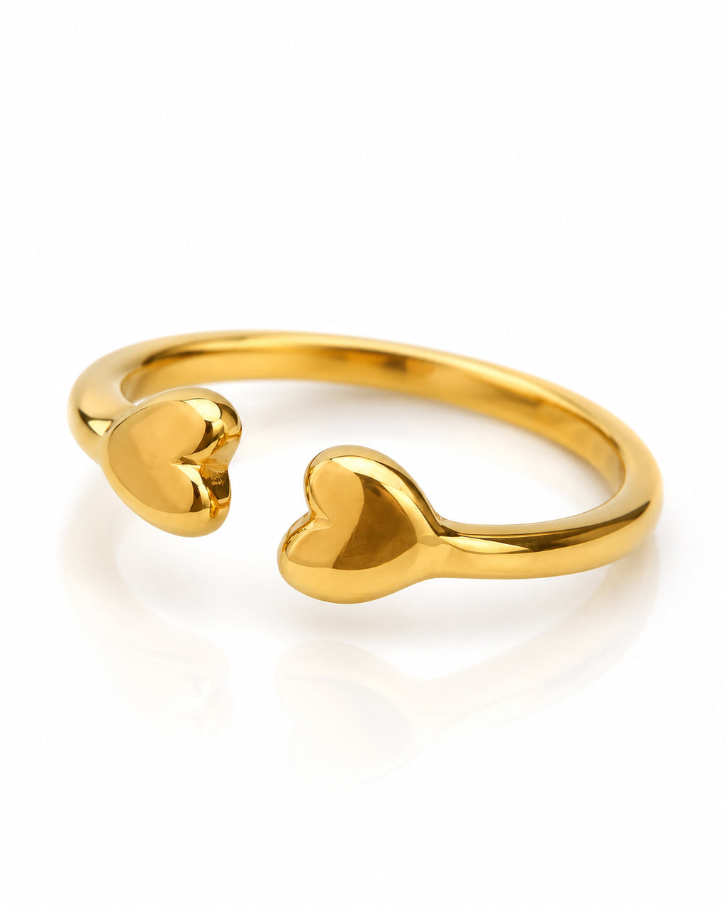Double Heart Open Band Ring