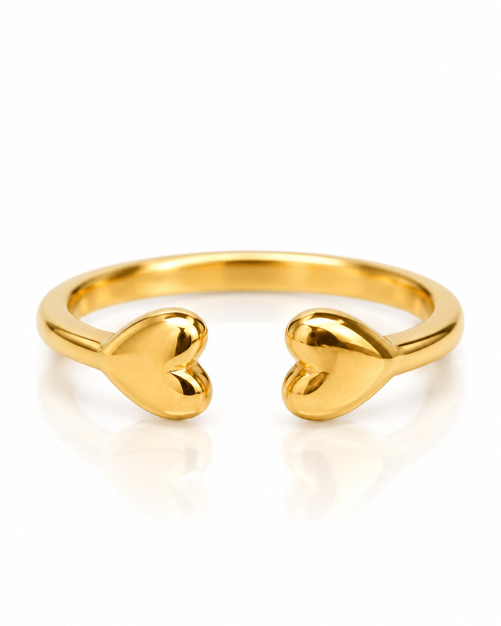 Double Heart Open Band Ring