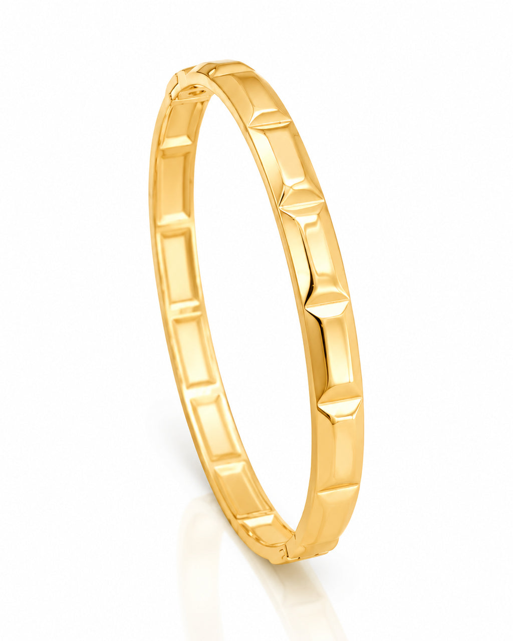 Faceted Block Side Lock Cuff Bracelet
