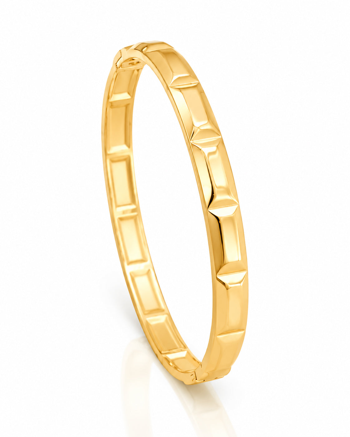 Faceted Block Side Lock Cuff Bracelet