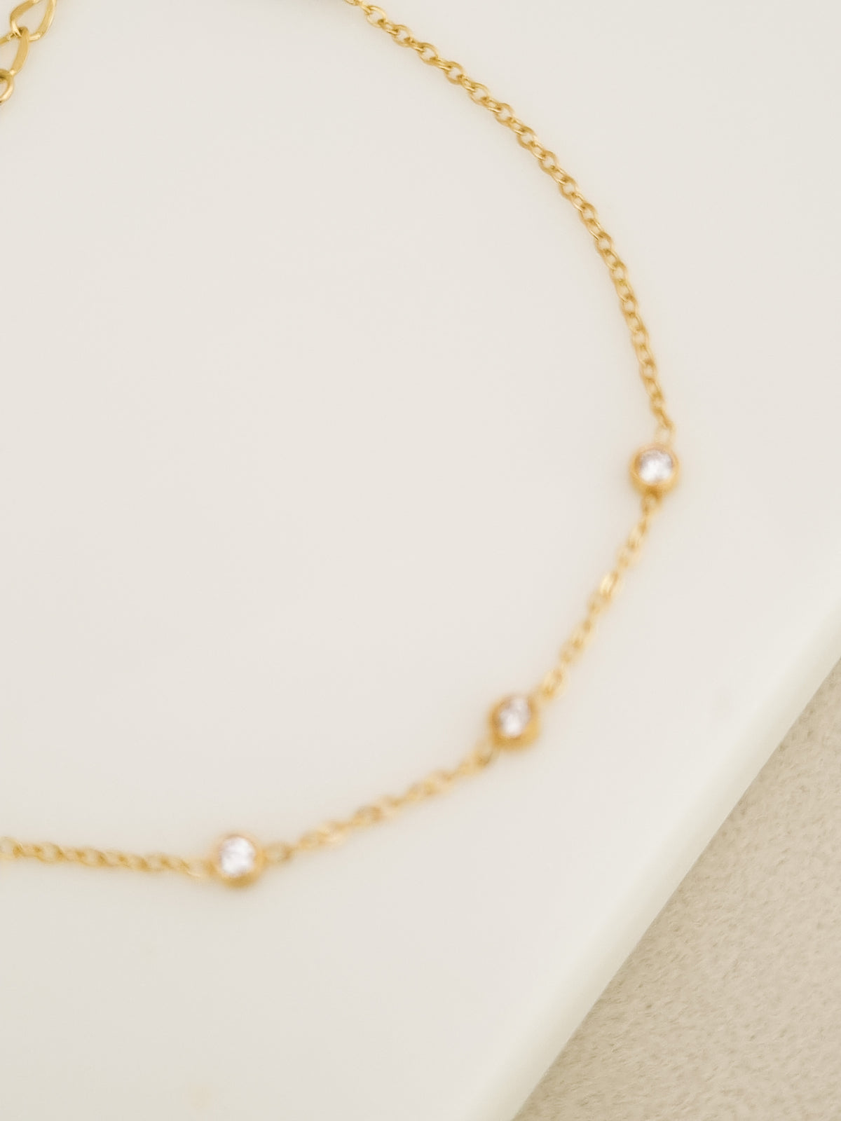 Bezel CZ Station Chain Bracelet