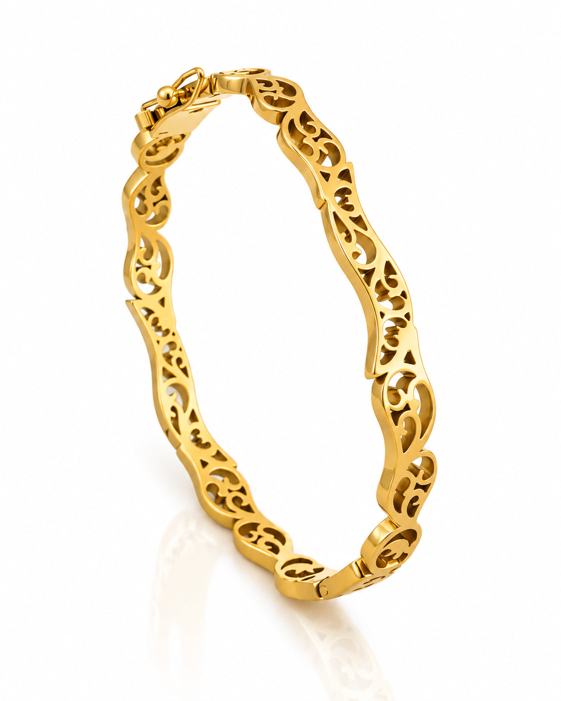 Ornate Filigree Side Lock Cuff Bracelet