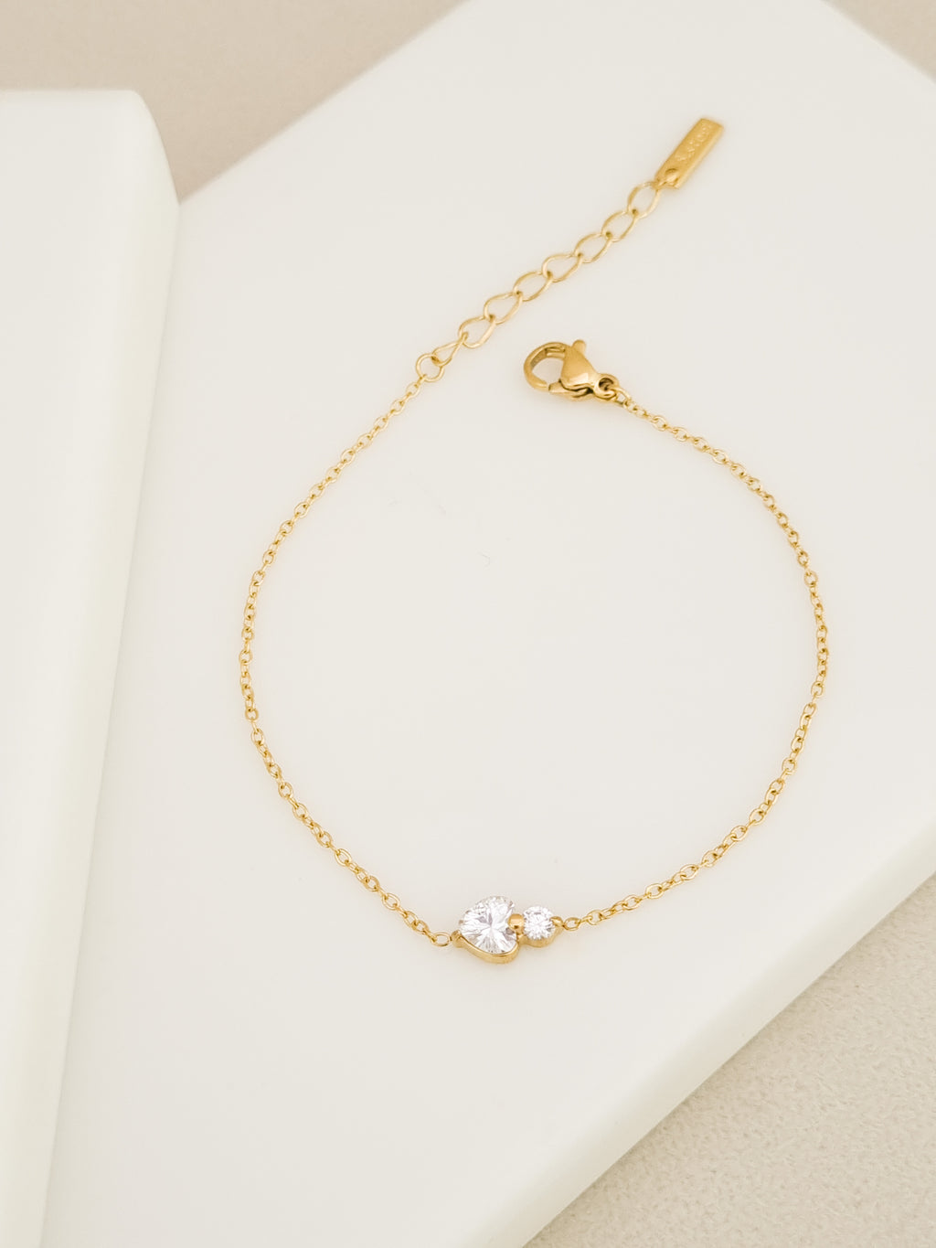 Duo Round CZ Station Chain Bracelet