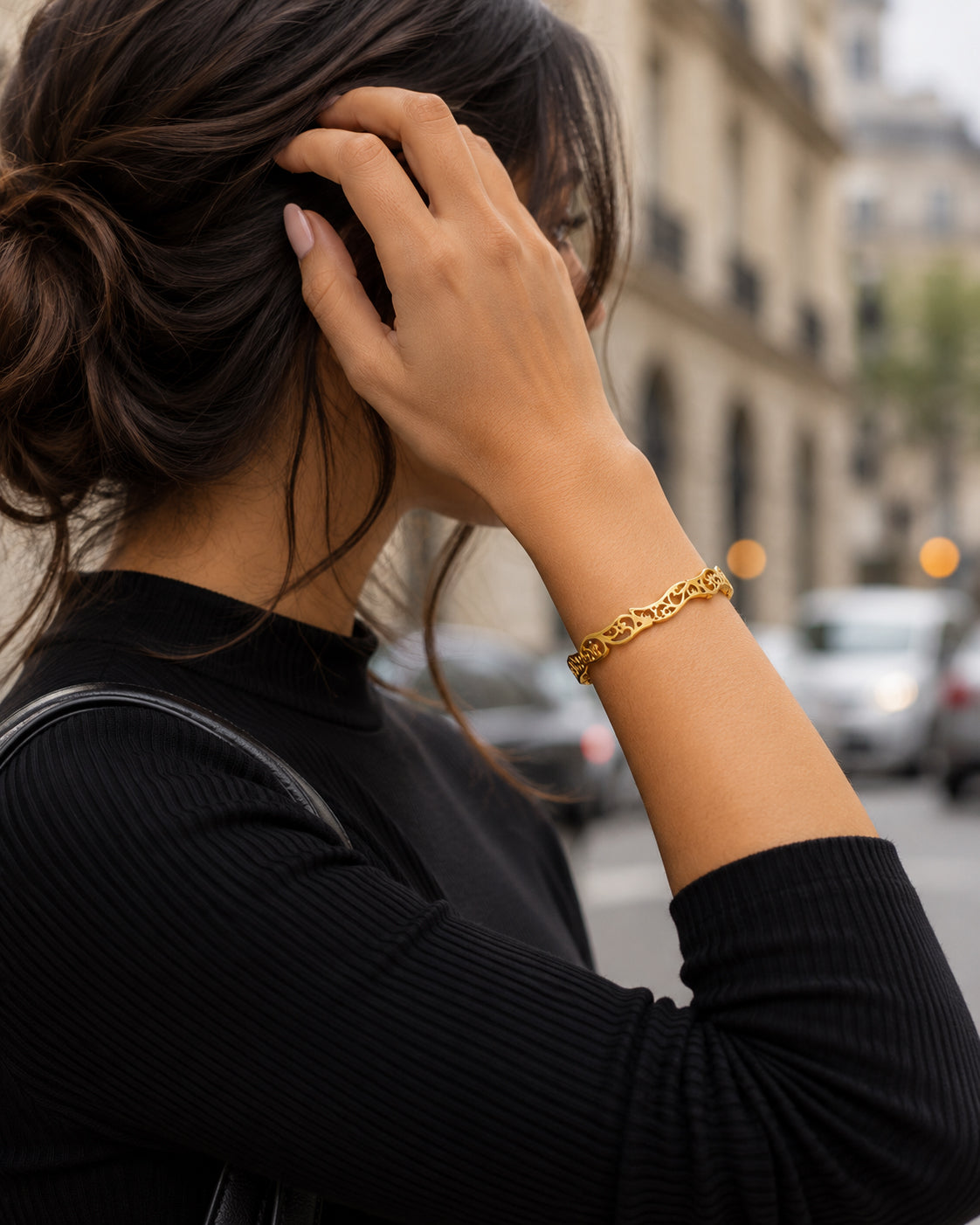 Ornate Filigree Side Lock Cuff Bracelet