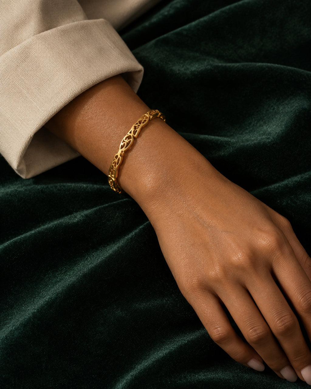 Ornate Filigree Side Lock Cuff Bracelet