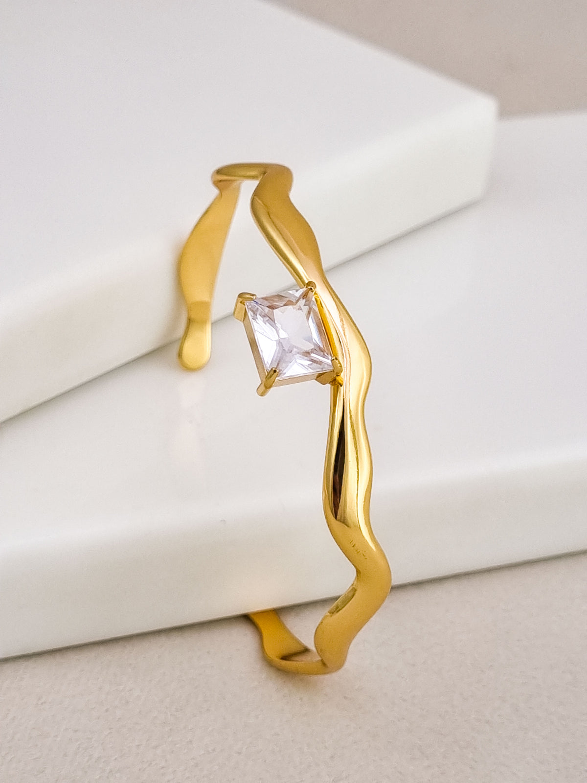 Molten Crystal Square Cuff Bracelet