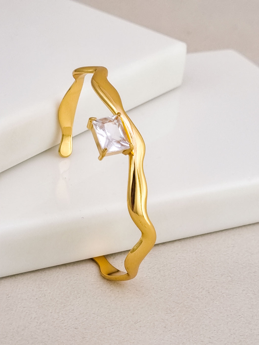 Molten Crystal Square Cuff Bracelet