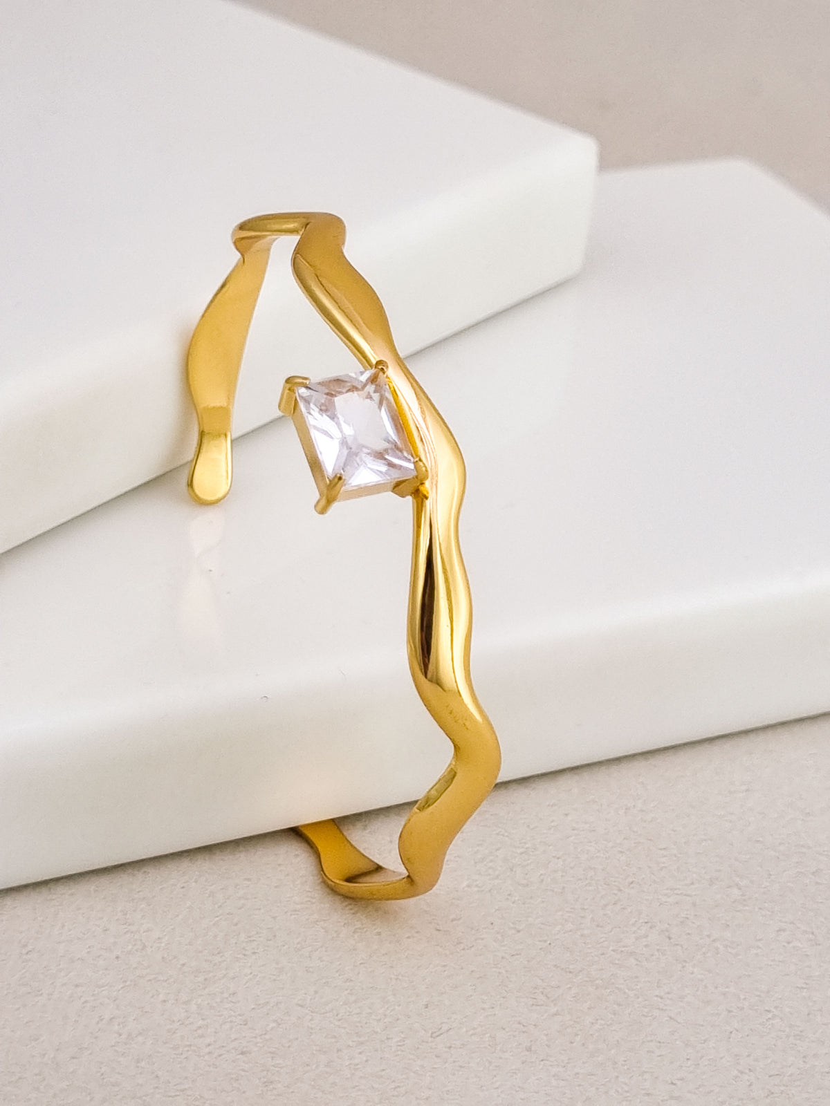 Molten Crystal Square Cuff Bracelet