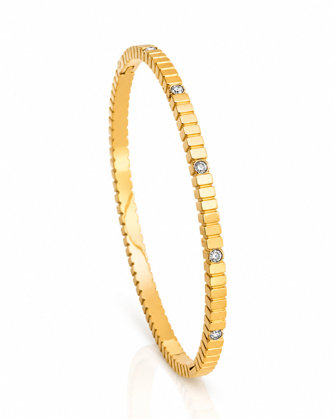 CZ Tile Row Side Lock Cuff Bracelet
