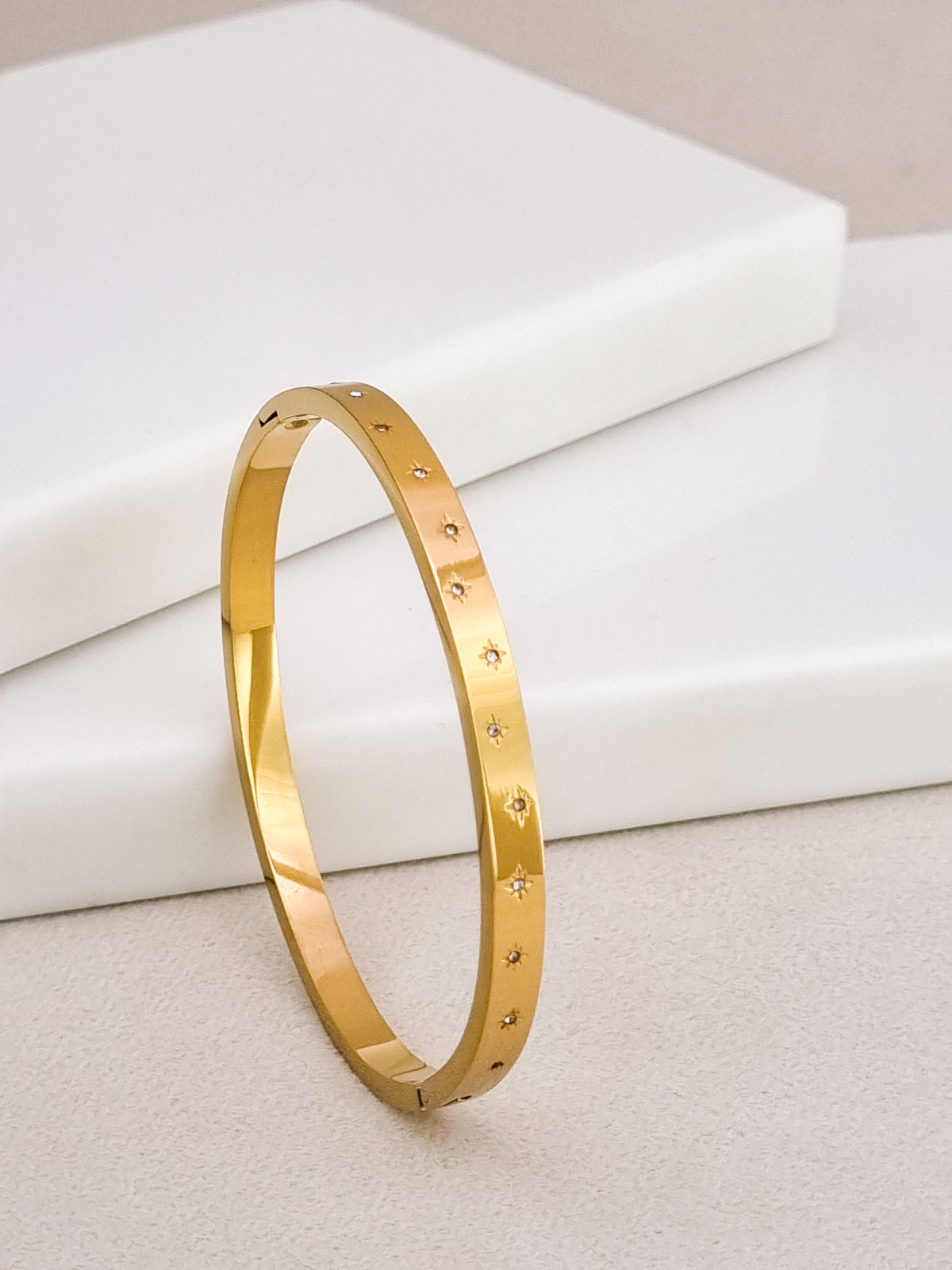 Stellar CZ Star Side Lock Cuff Bracelet