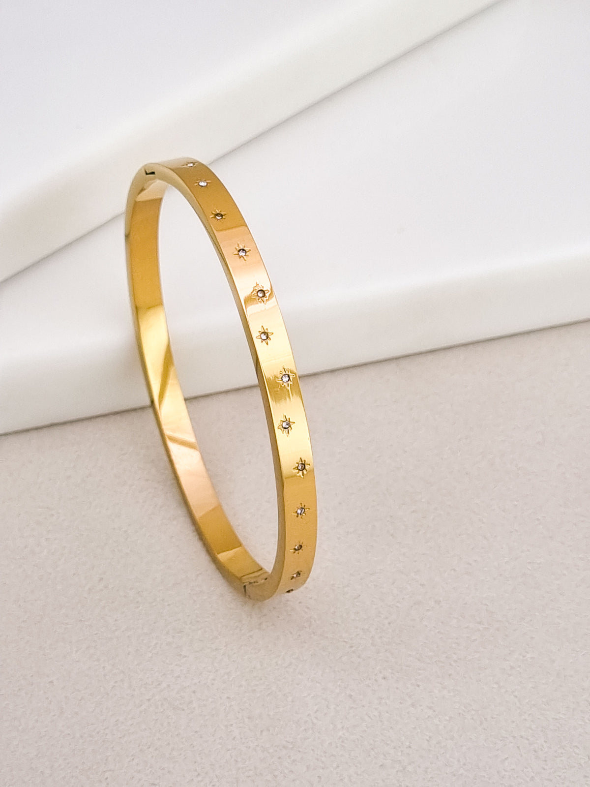 CZ Station Side Lock Cuff Bracelet