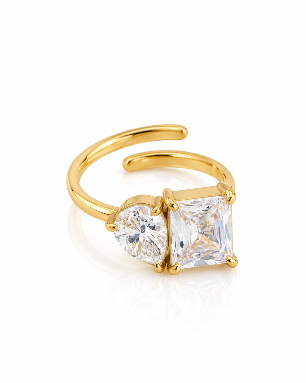 Toi et Moi CZ Princess and Pear Ring