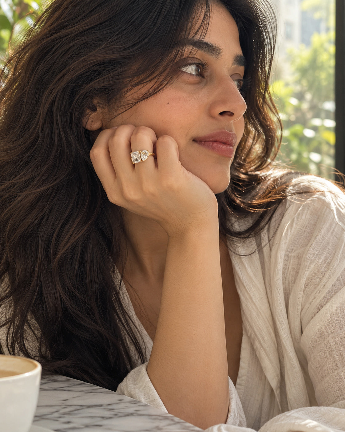 Toi et Moi CZ Princess and Pear Ring