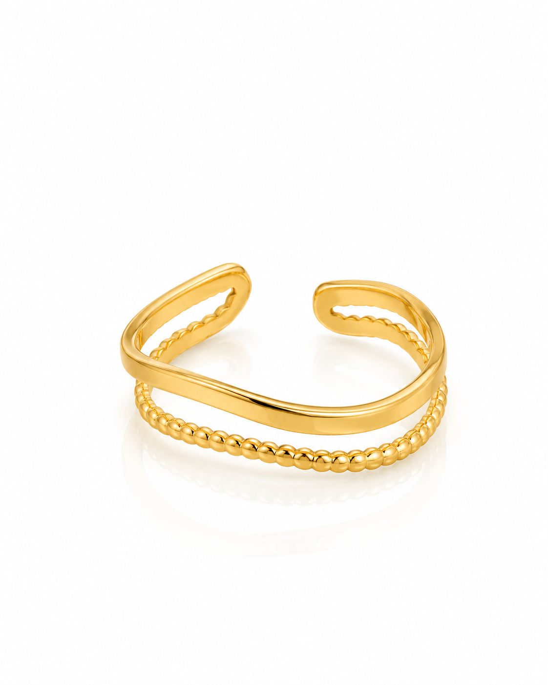 Smooth and Beaded Double Band Ring