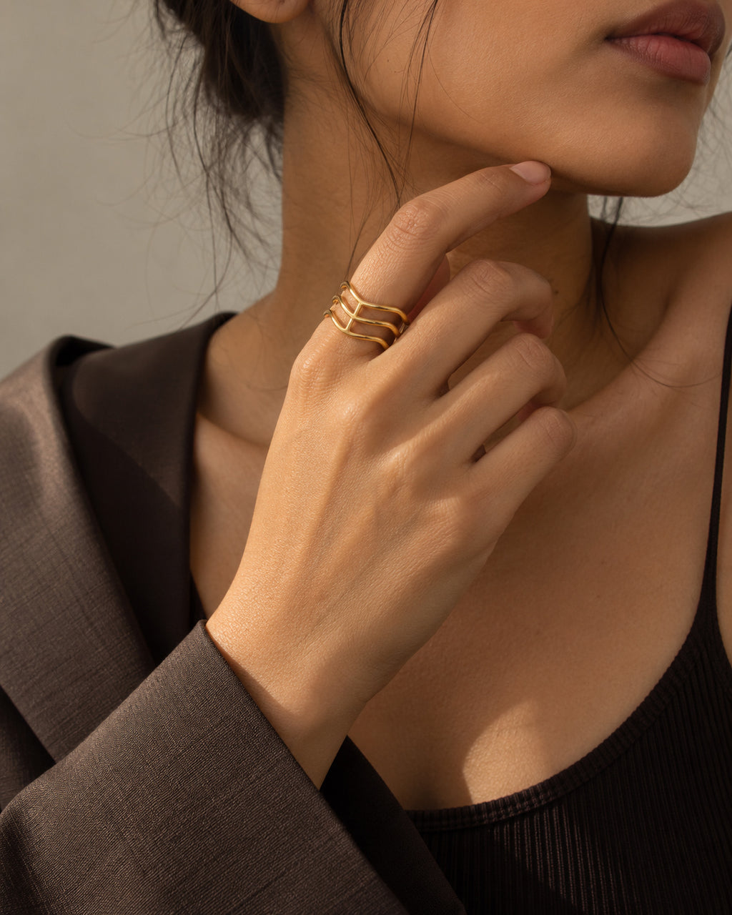 Triple Wave Open Band Ring