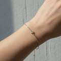 Waterproof solitaire bracelet, 18K gold plated bezel jewelry, anti-tarnish dainty bracelet, Treshire Everyday collection.