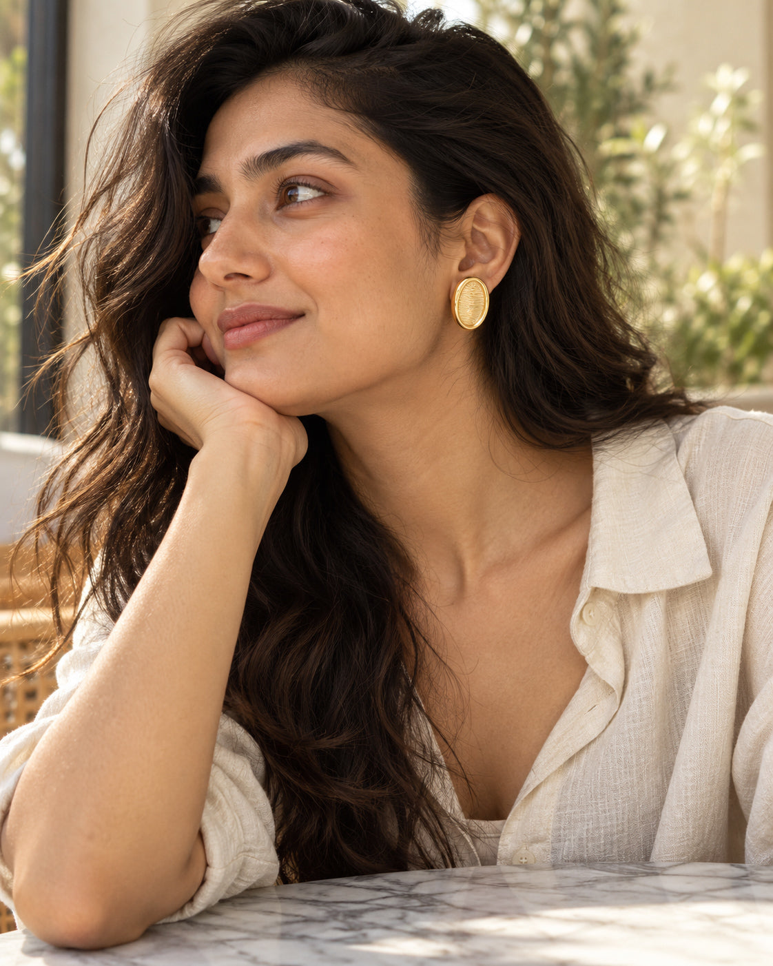 Ripple Oval Statement Stud Earrings