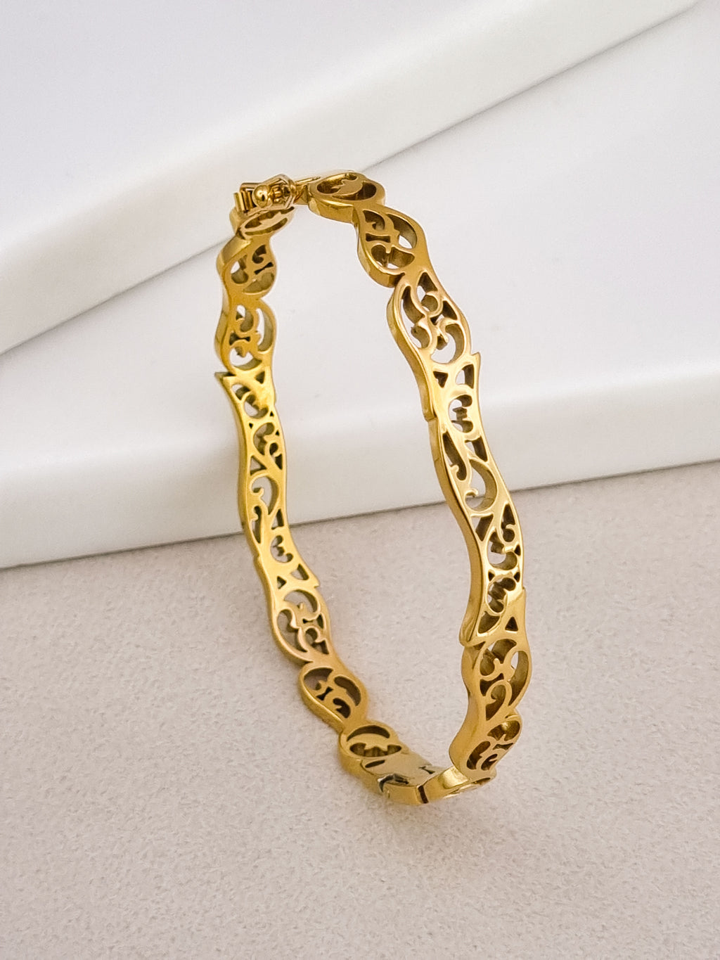 Ornate Filigree Side Lock Cuff Bracelet