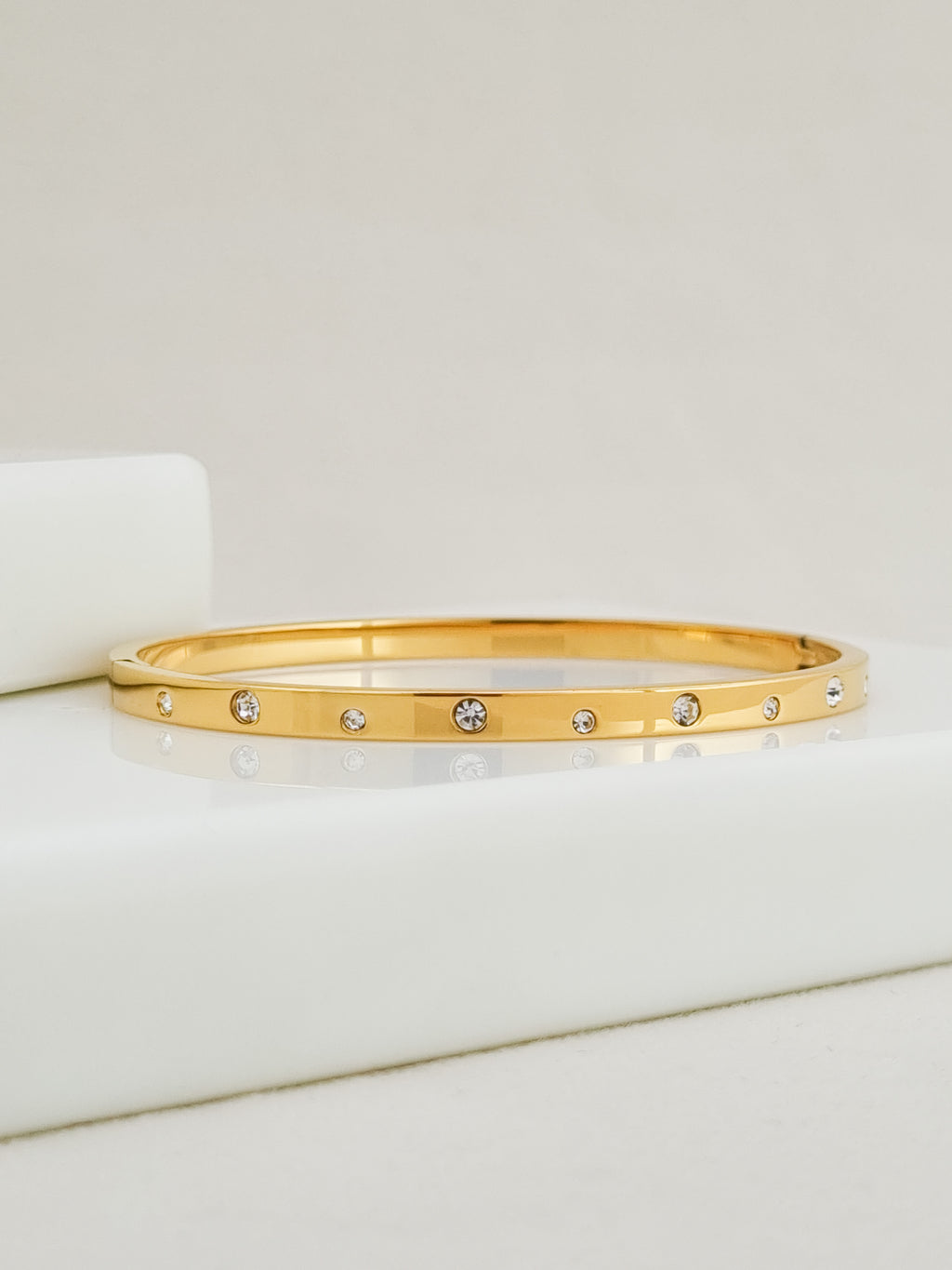 Scatter CZ Side Lock Cuff Bracelet