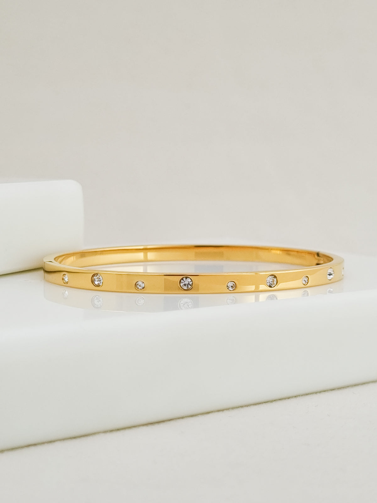 Scatter CZ Side Lock Cuff Bracelet