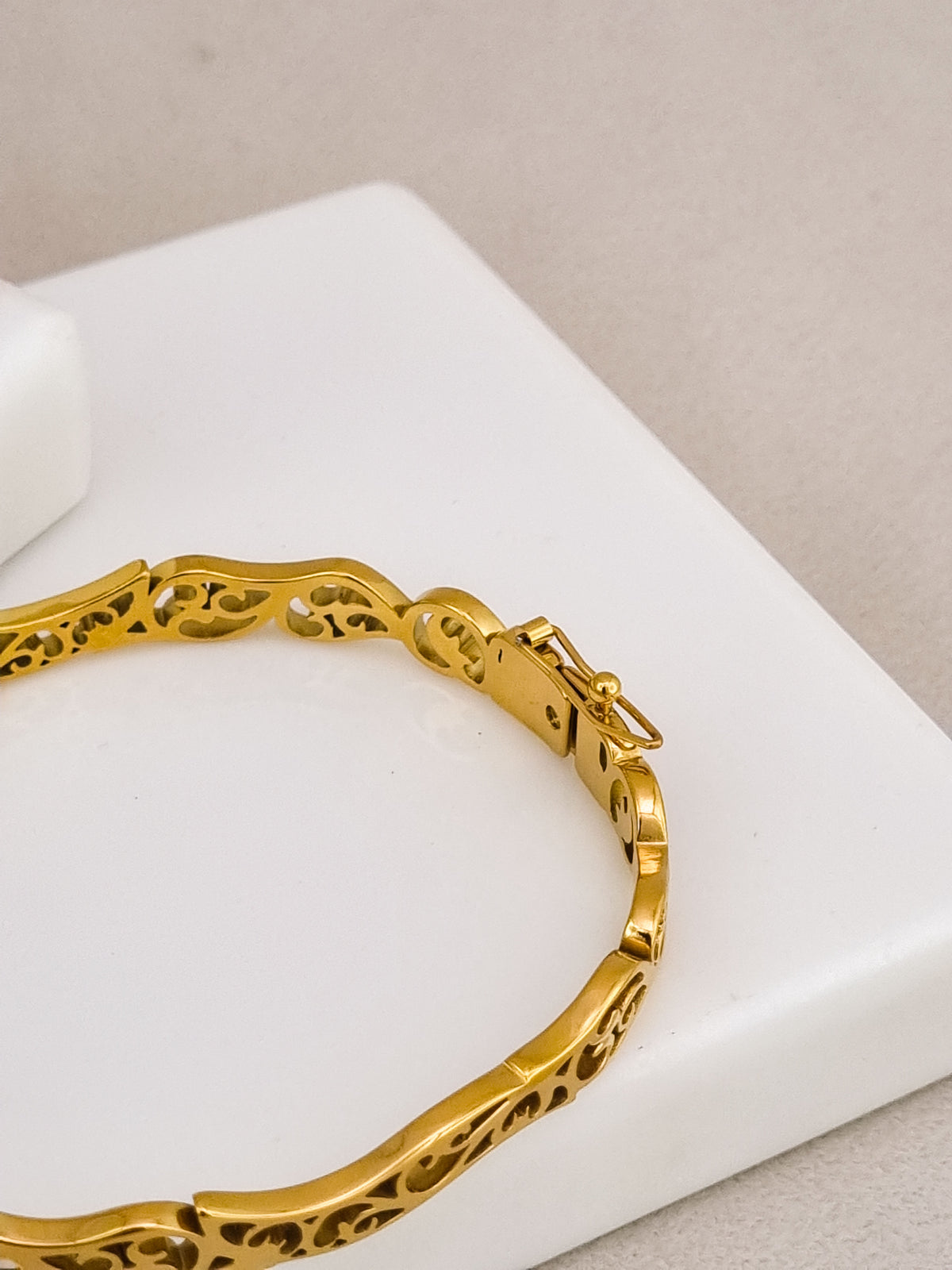 Ornate Filigree Side Lock Cuff Bracelet