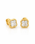 Clover CZ Bezel Stud Earrings