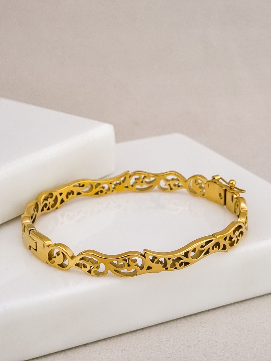 Ornate Filigree Side Lock Cuff Bracelet
