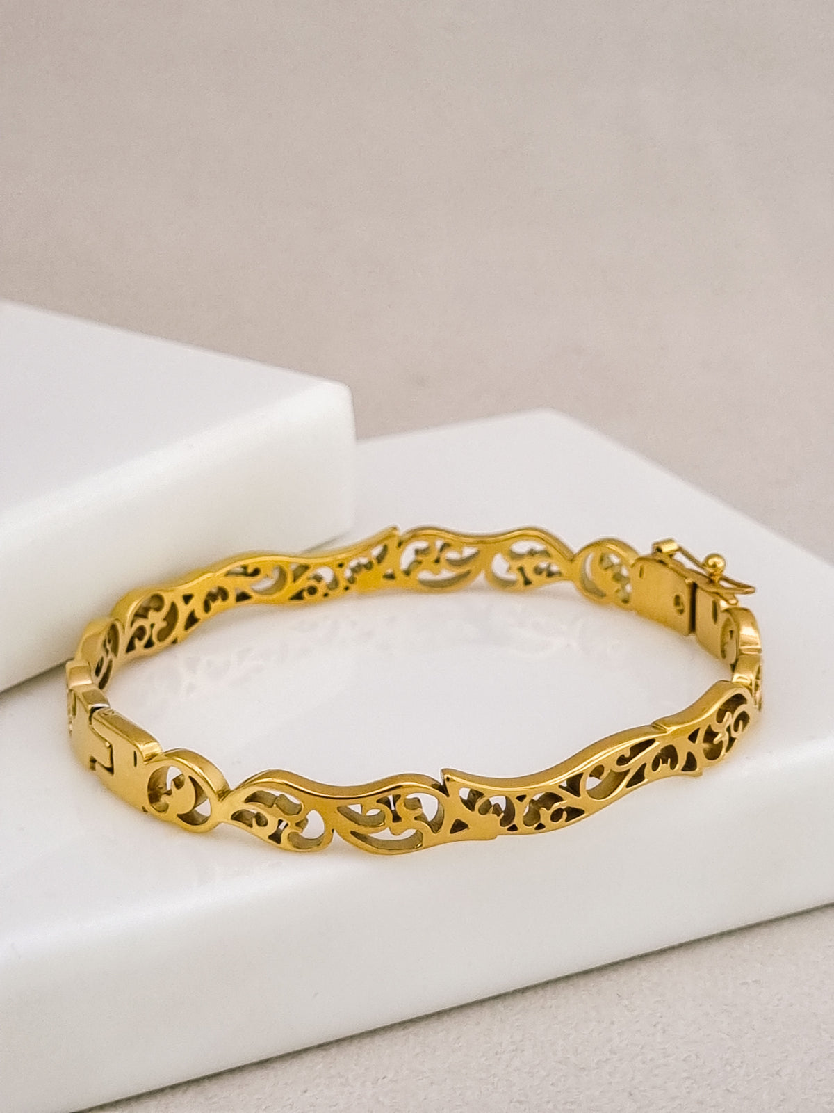 Ornate Filigree Side Lock Cuff Bracelet