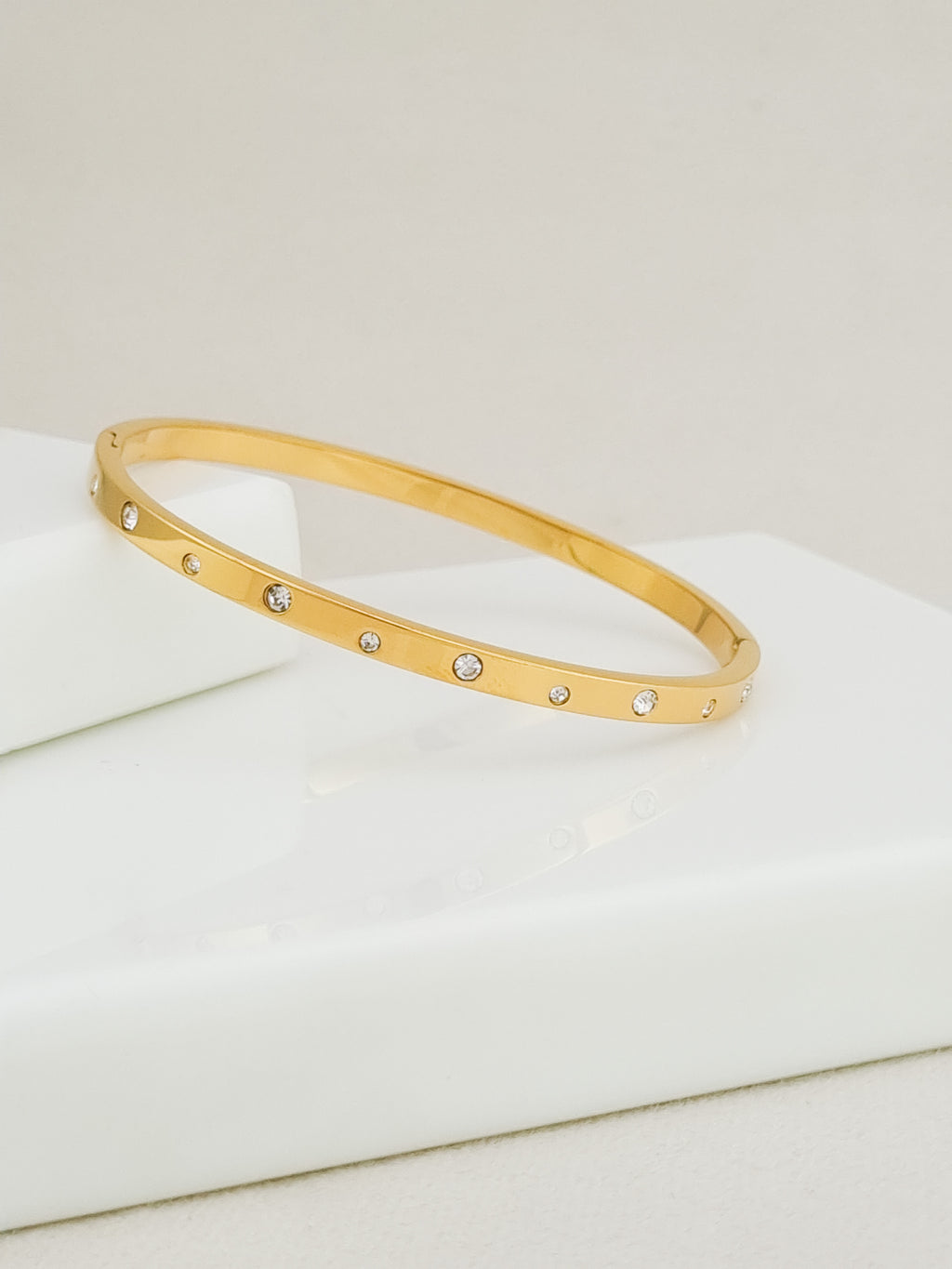 Scatter CZ Side Lock Cuff Bracelet