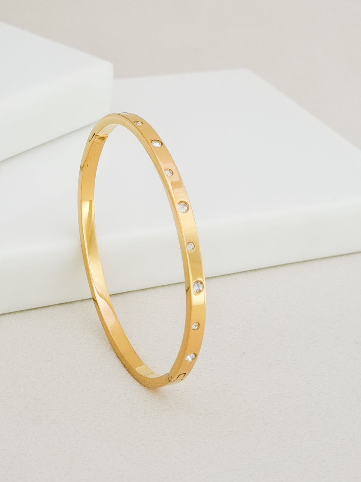 Scatter CZ Side Lock Cuff Bracelet
