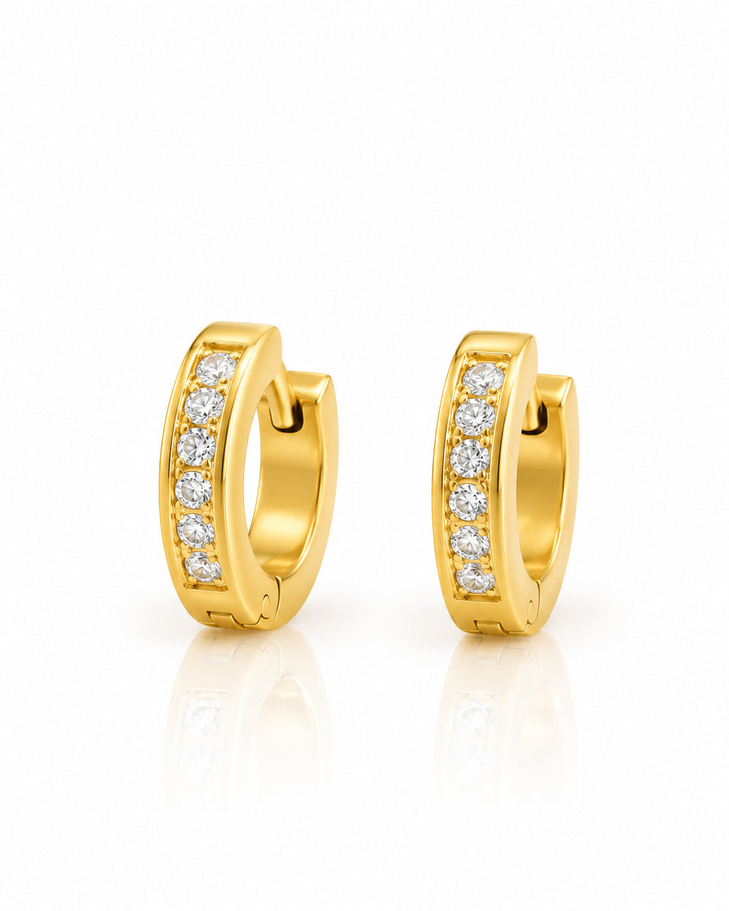 Channel Set CZ Huggie Hoop Earrings