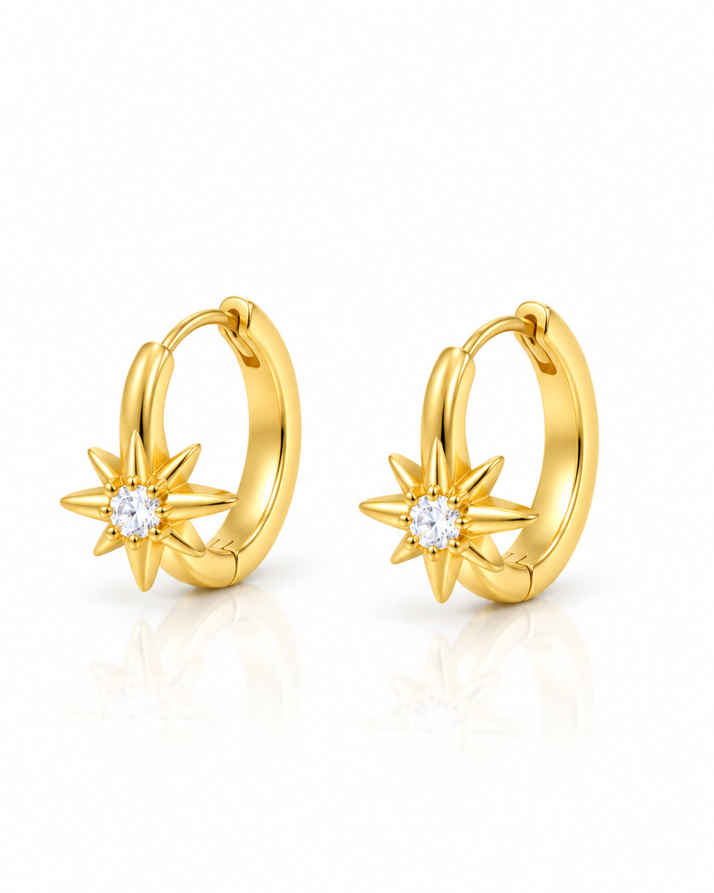 North Star CZ Huggie Hoop Earrings