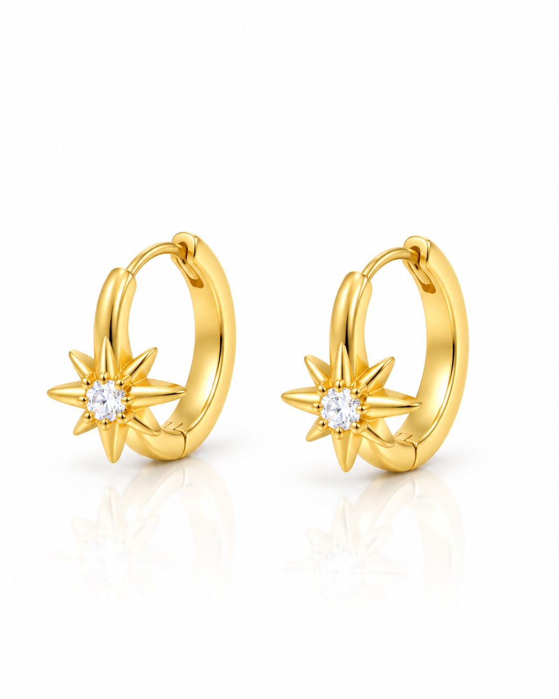 North Star CZ Huggie Hoop Earrings