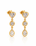 Triple Bezel CZ Heart Drop Earrings