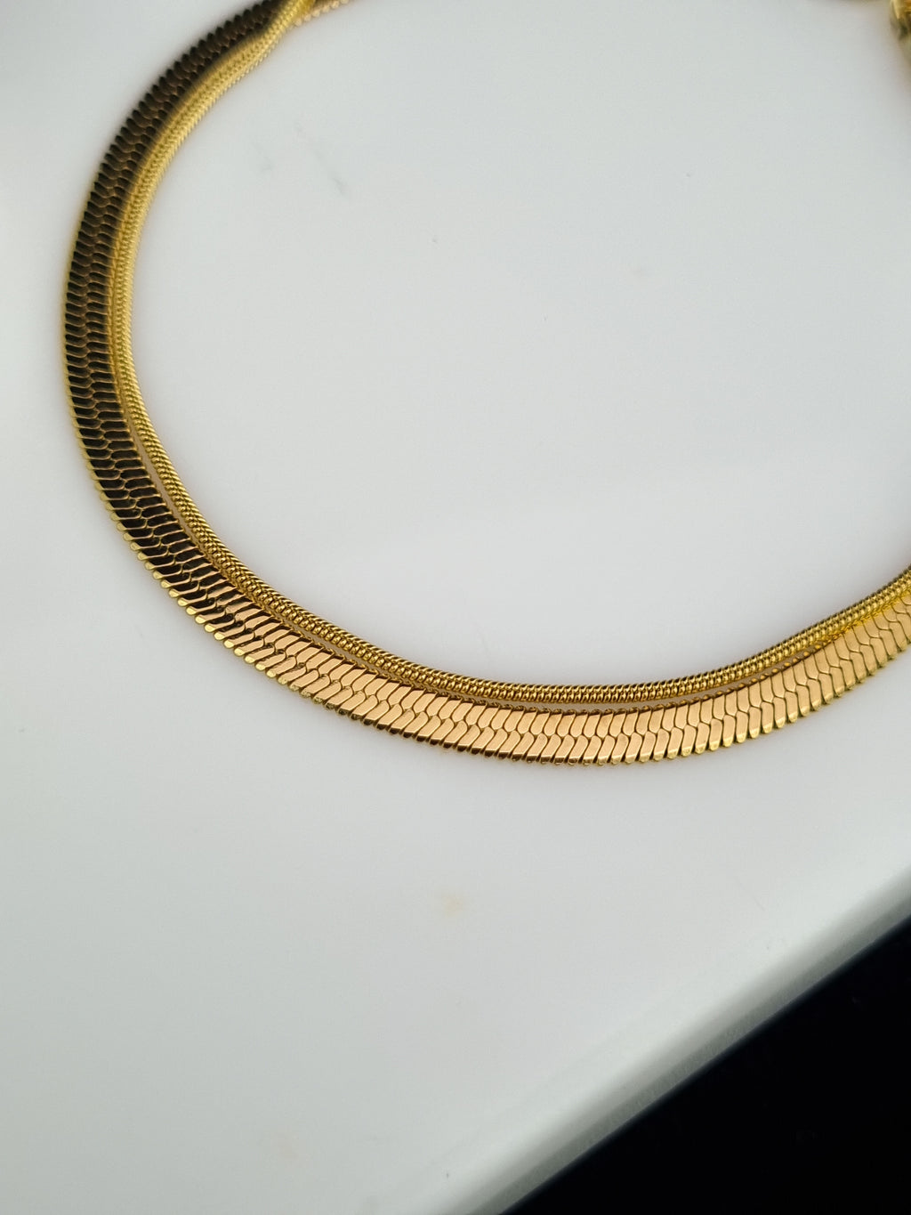 Double Herringbone Snake Chain Bracelet