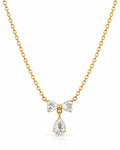 CZ Bow and Pear Drop Pendant Necklace