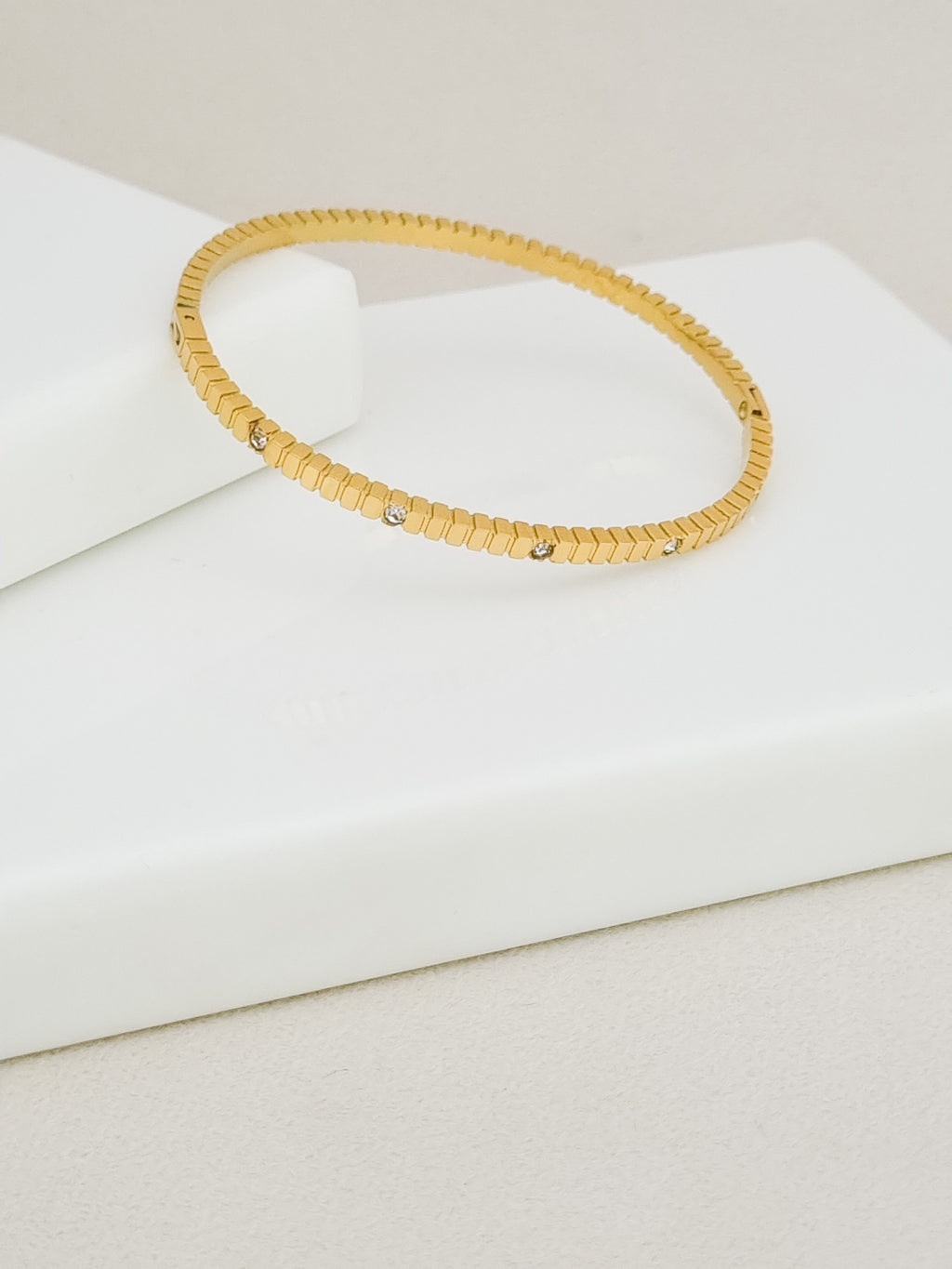 CZ Tile Row Side Lock Cuff Bracelet