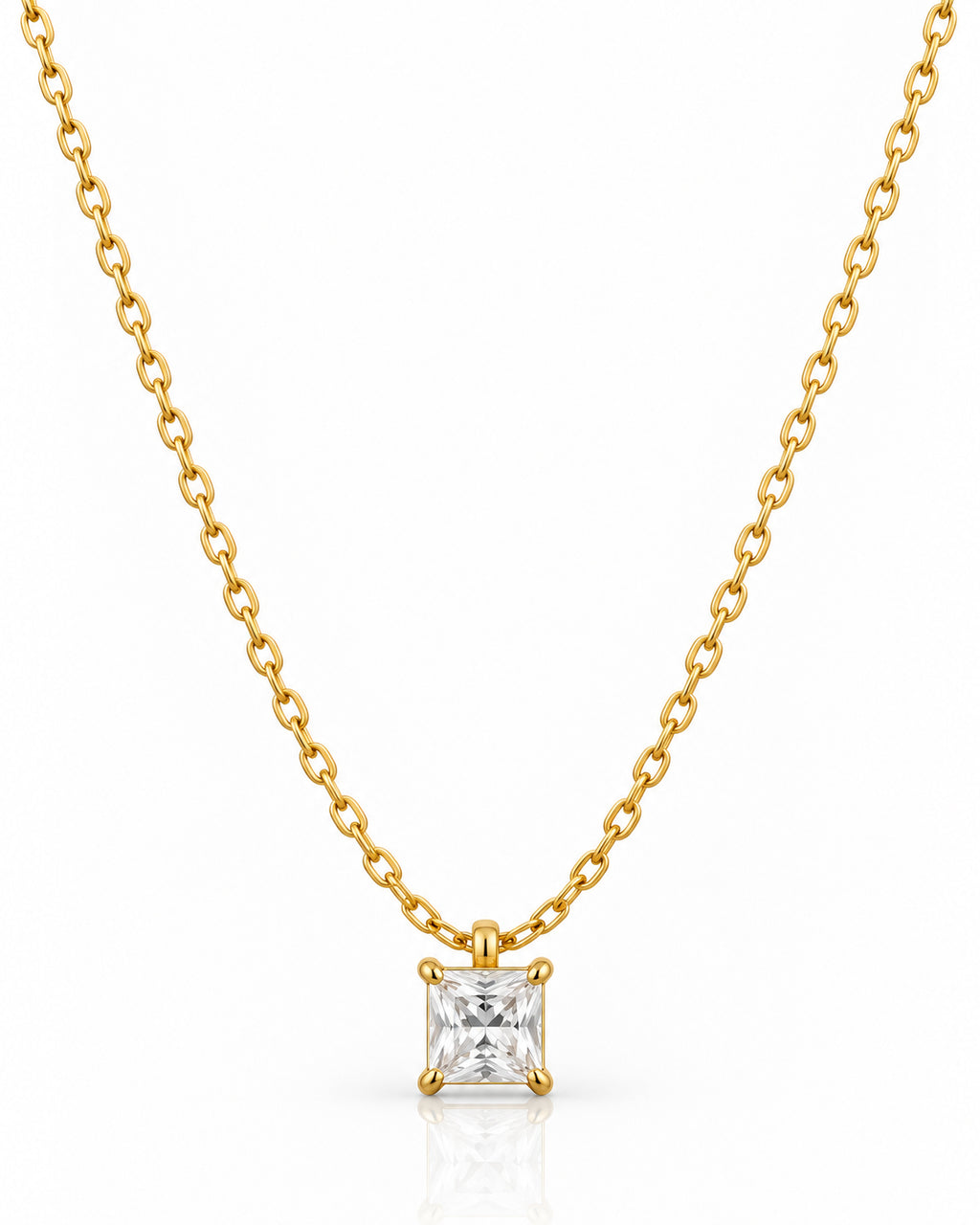 Square CZ Solitaire Necklace