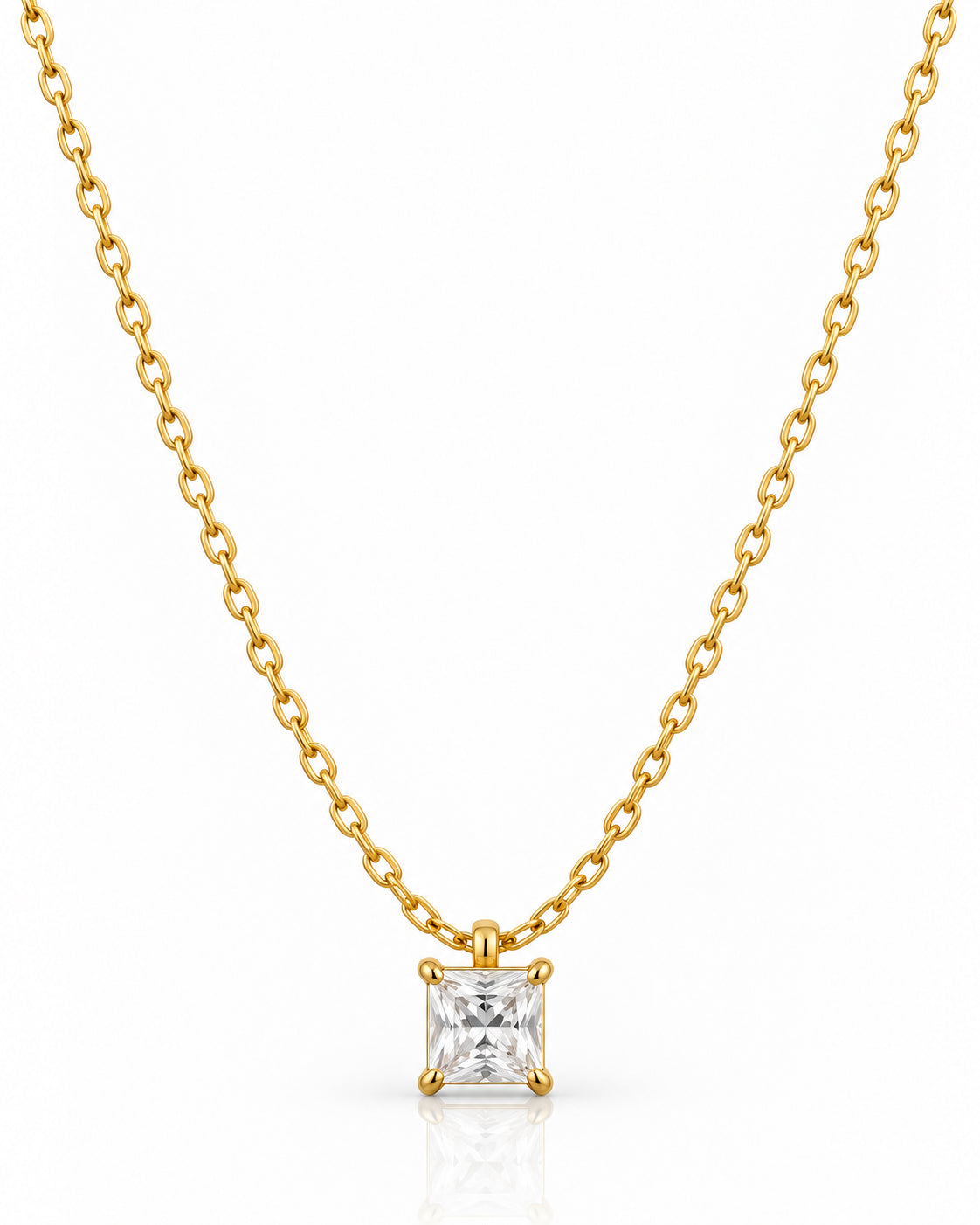 Square CZ Solitaire Necklace