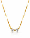 Twin CZ Heart Bow Pendant Necklace
