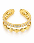 Double Band Wave & Pavé Open Ring