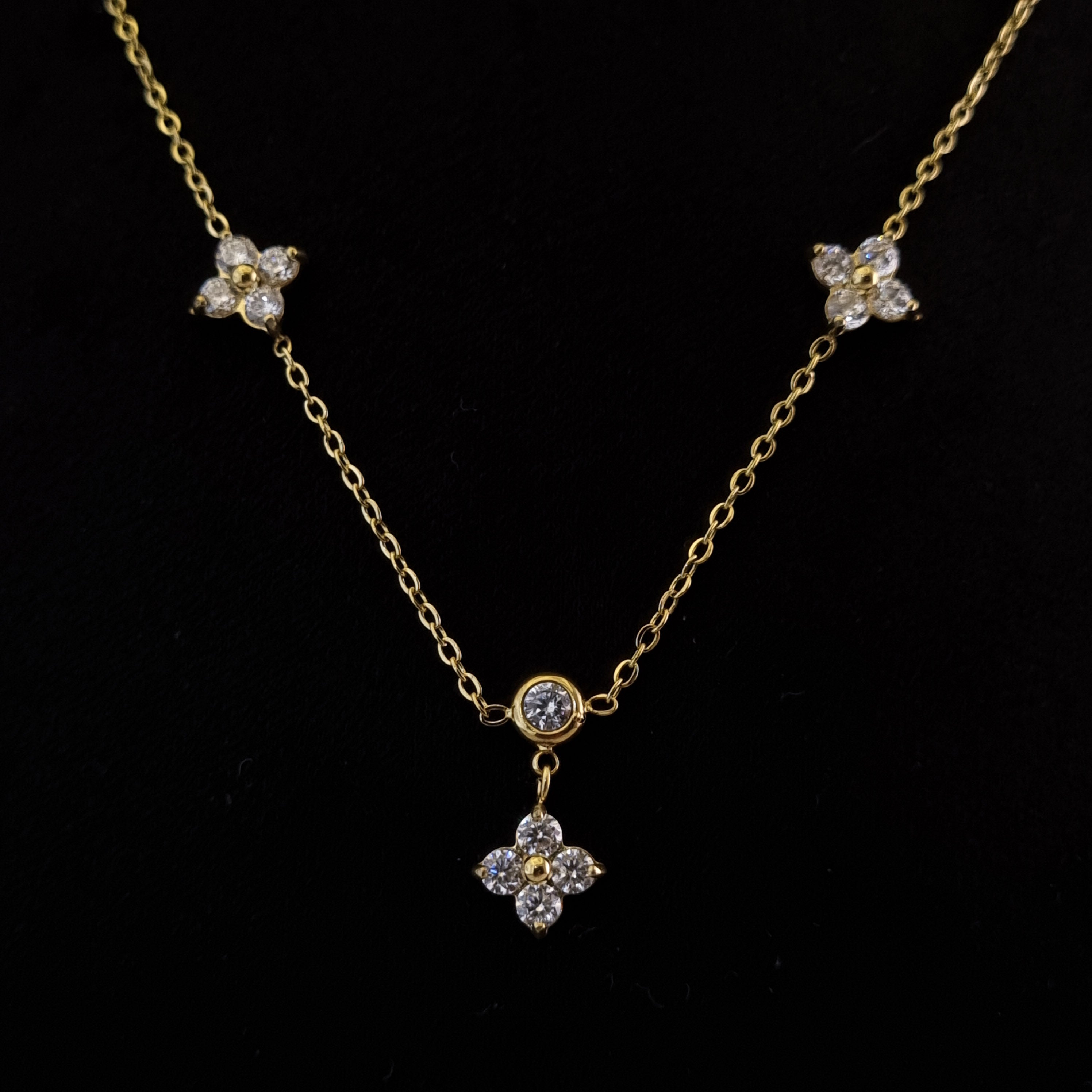 Celestial Clover Drop Necklace