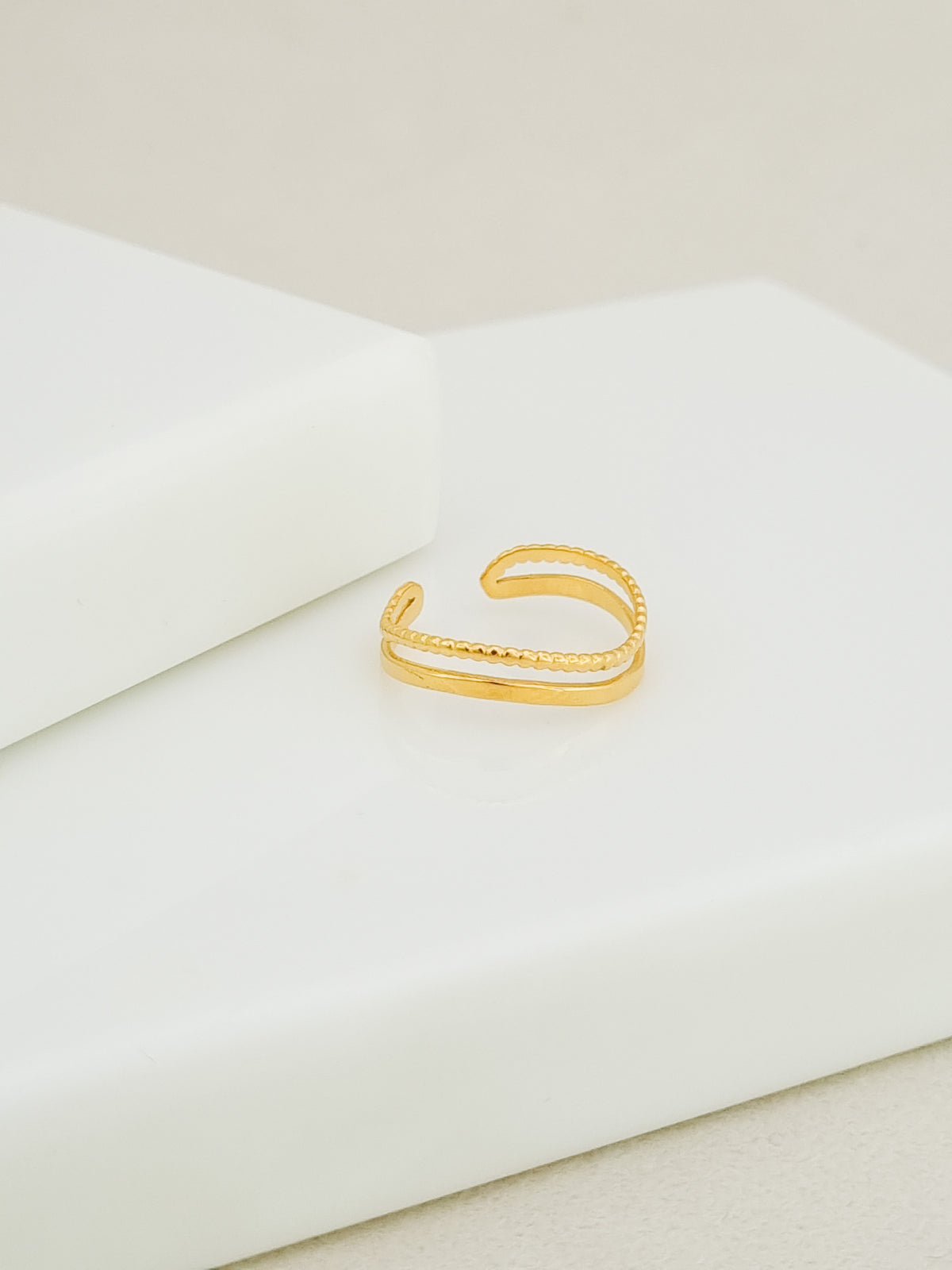 Smooth and Beaded Double Band Ring