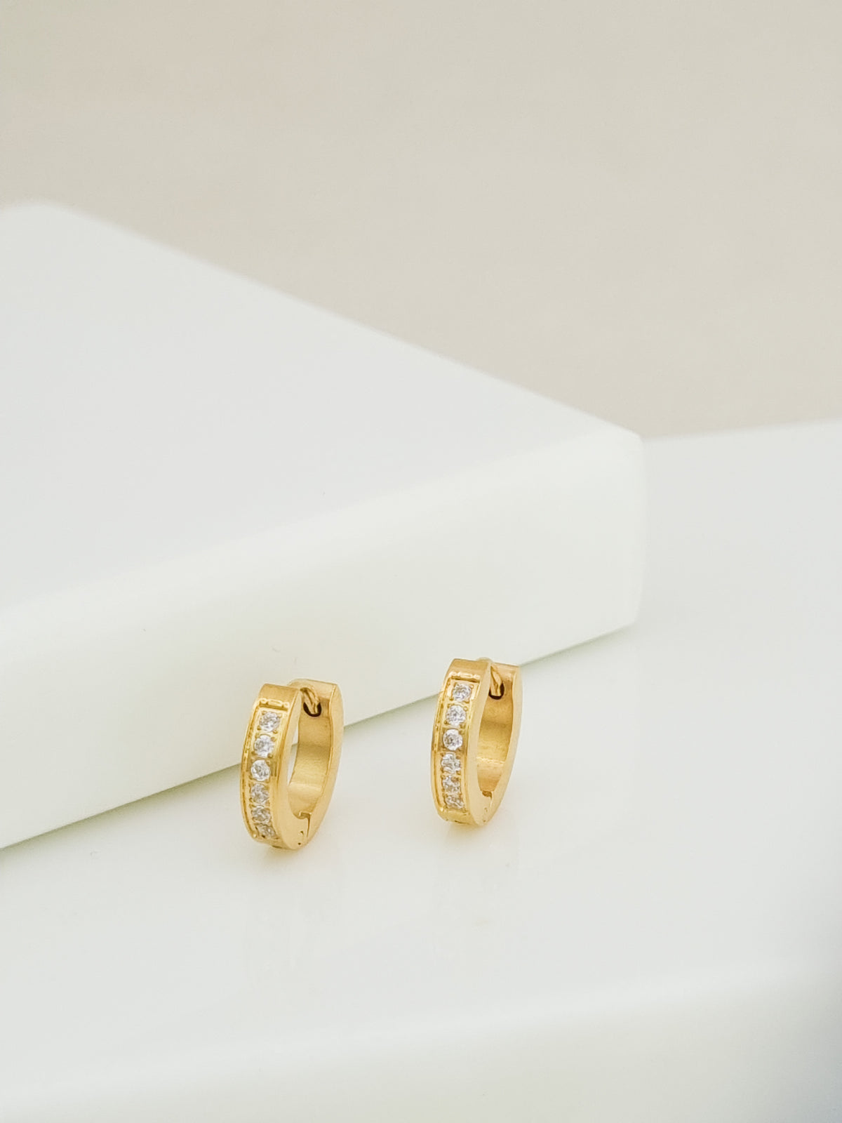 Channel Set CZ Huggie Hoop Earrings