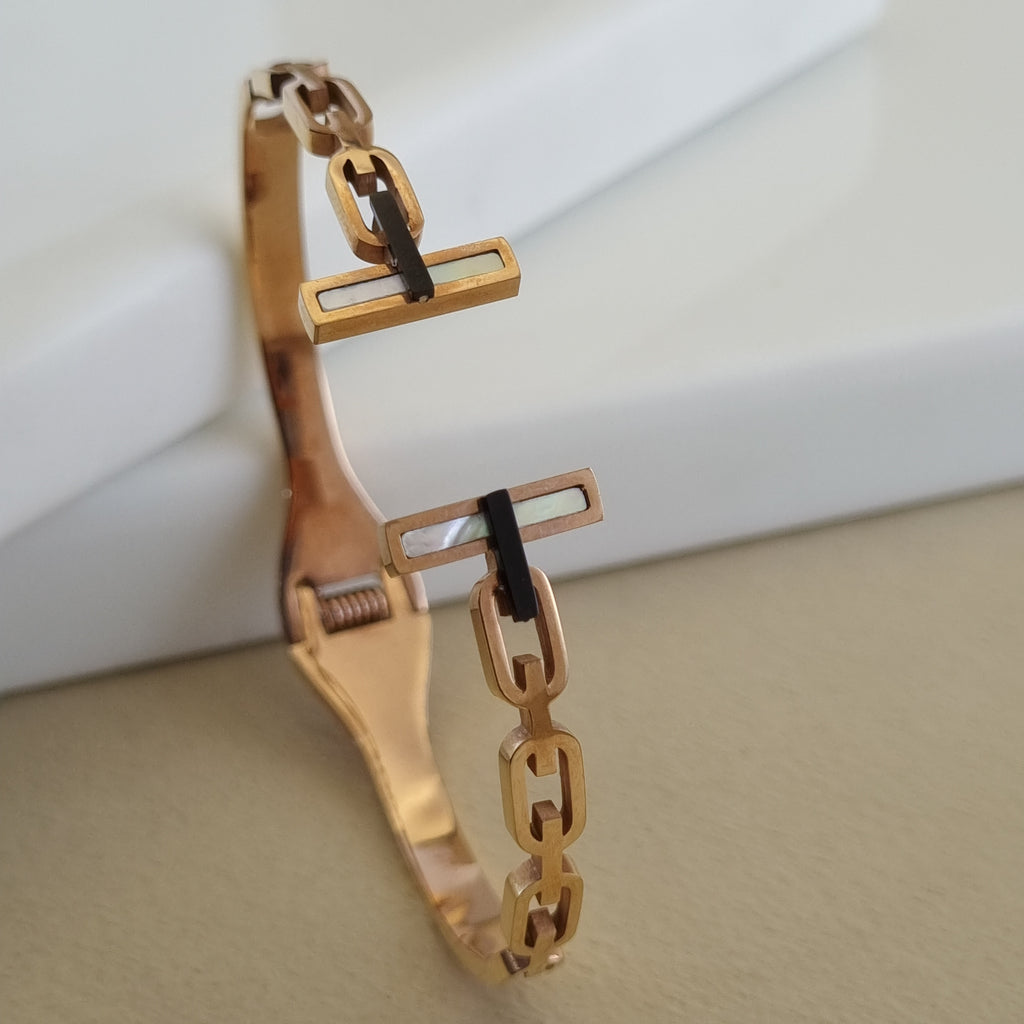 Chain Link Open Bangle – Anti-Tarnish, 18K Rose Gold Plated & Waterproof