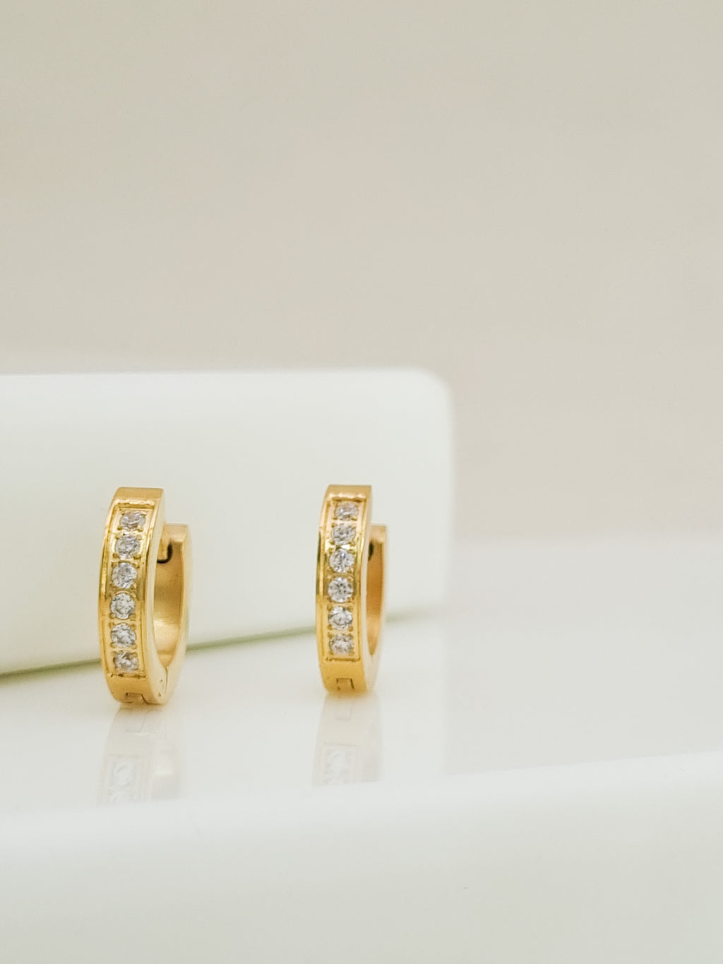 Channel Set CZ Huggie Hoop Earrings