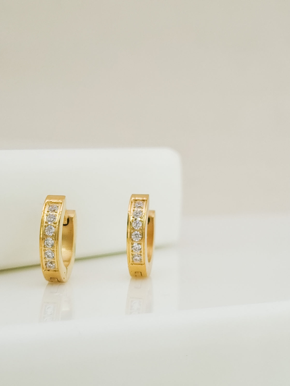 Channel Set CZ Huggie Hoop Earrings